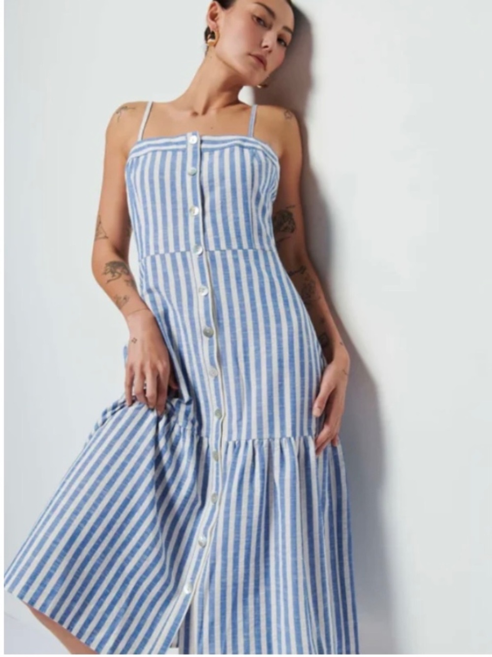 NATION LTD - LUCIANA DRESS - PARISIAN BLUE STRIPE SZ XXL